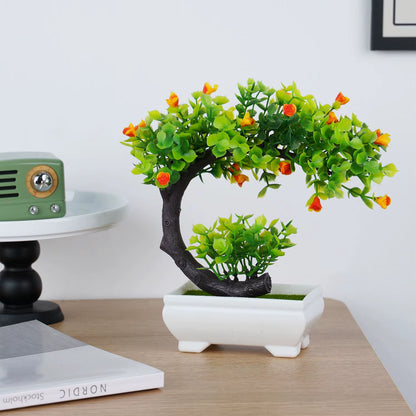 Artificial Plants Bonsai Small Tree Simulation Pot Plants Fake Flowers Table Potted Ornaments for Garden Home Hotel Decoration