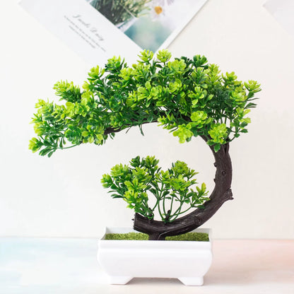 Crescent Style Bonsai Simulation Plant with Thousand Layer Flower - Elegant Home Decoration and Creative Gift Ornament