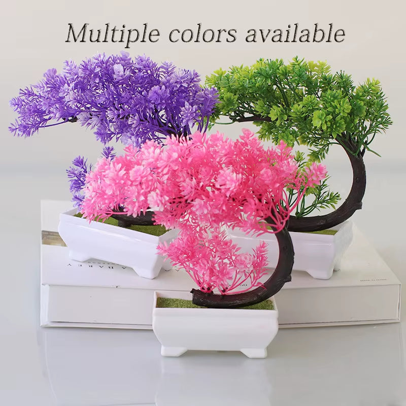 Crescent Style Bonsai Simulation Plant with Thousand Layer Flower - Elegant Home Decoration and Creative Gift Ornament